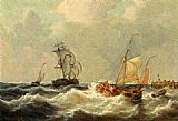 Famous Waters Paintings - Sailing Vessels In Choppy Waters
